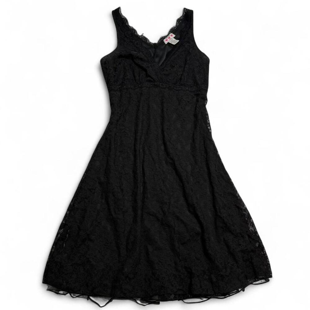 Trixxi Vintage Black Lace Baby Doll Maxi Dress Plunging V Neckline size large - Picture 7 of 8
